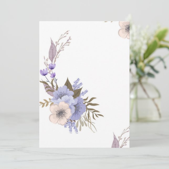 Convites Estilo floral boutique roxo (Em pé/Frente)
