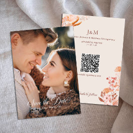 Convites Estilo Floral de Boho de Pêssego Elegante Salvar a