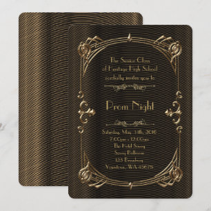 Convites estilo Império da Noite Baile de formatura, ouro 