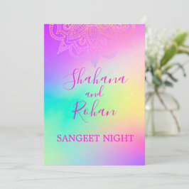 Convites Estilo Indígena Sangeet Colorida Elegante