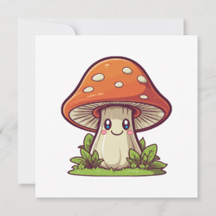 Convites Estilo kawaii fofo, coleta de cogumelos