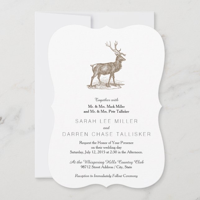 Convites Estilo Letterpress do Buck Mule Deer (Frente)