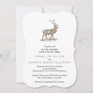 Convites Estilo Letterpress do Buck Mule Deer