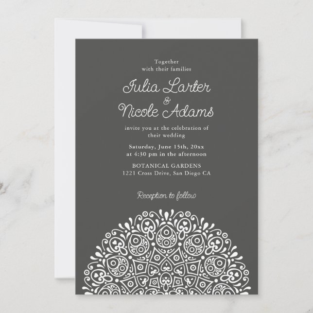 Convites Estilo Mandala de Casamento Clássico Ornamentado A (Frente)