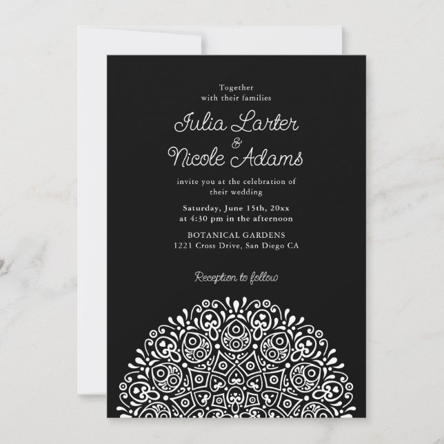 Convites Estilo Mandala de Casamento Clássico Ornamentado A (Frente)