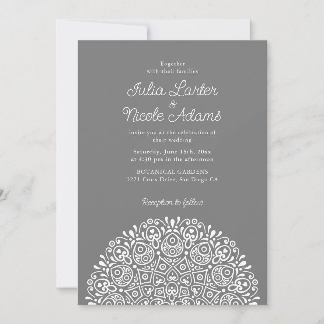 Convites Estilo Mandala de Casamento Clássico Ornamentado A (Frente)