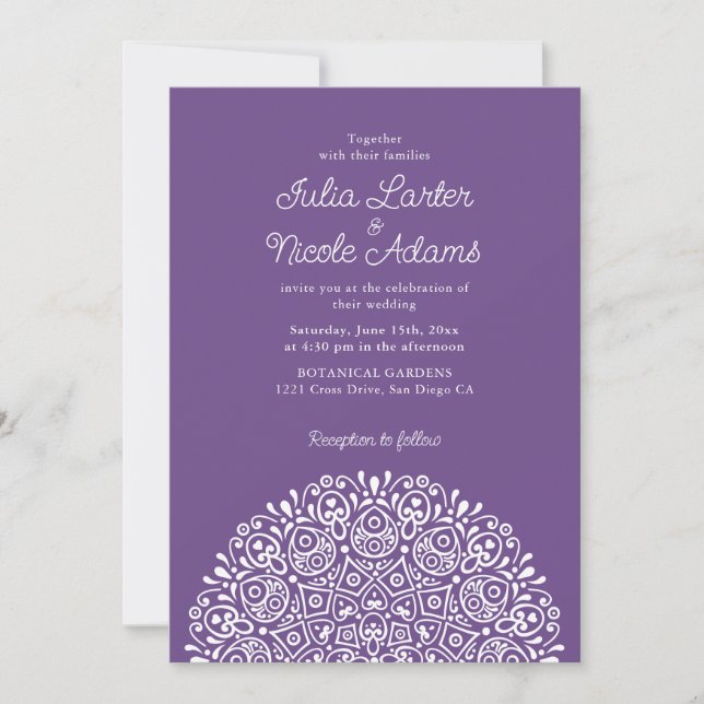 Convites Estilo Mandala de Casamento Clássico Ornamentado A (Frente)