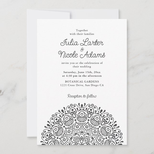 Convites Estilo Mandala de Casamento Clássico Ornamentado A (Frente)