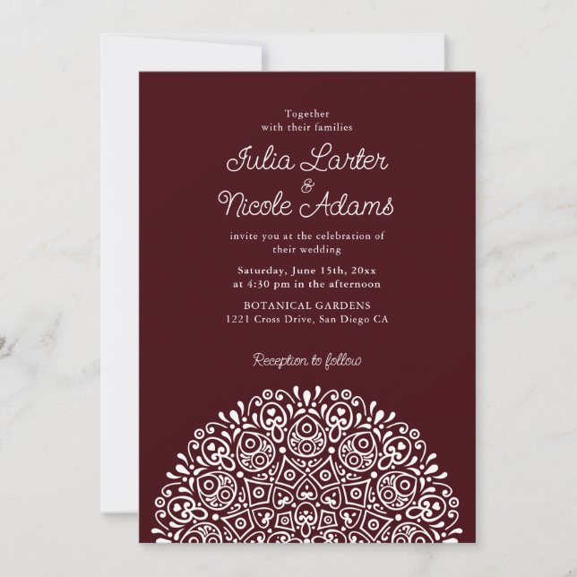 Convites Estilo Mandala de Casamento Clássico Ornamentado A (Frente)