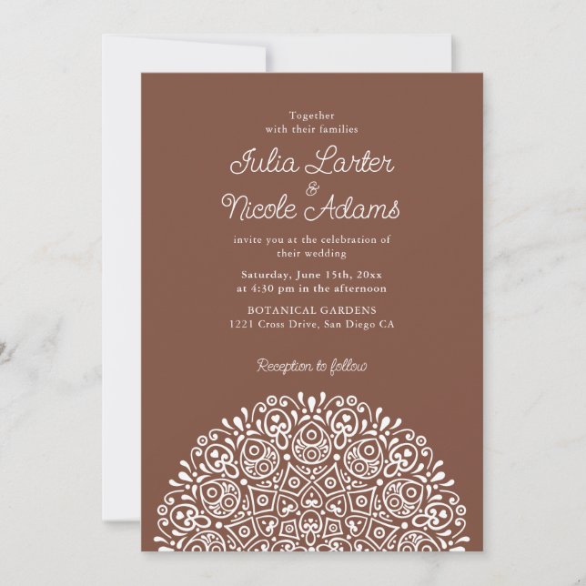 Convites Estilo Mandala de Casamento Clássico Ornamentado A (Frente)