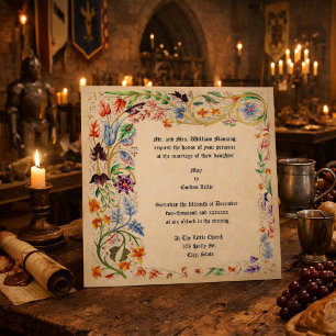 Convites Estilo Medieval da Era Vitoriana Folhagem Floral