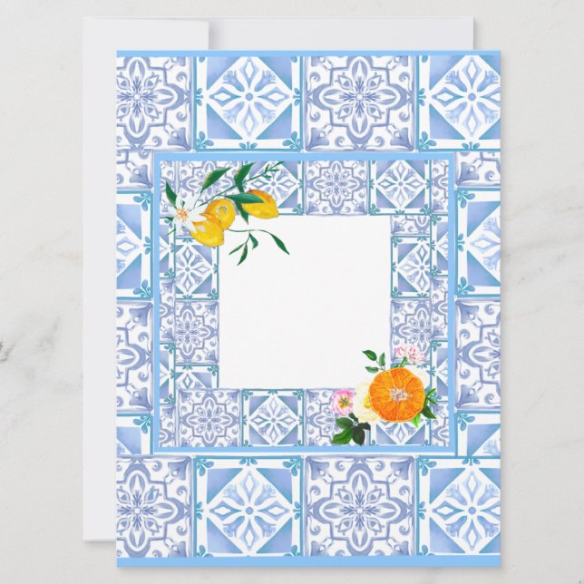 Convites estilo mediterrâneo,limão,estilo Amalfi, (Frente)