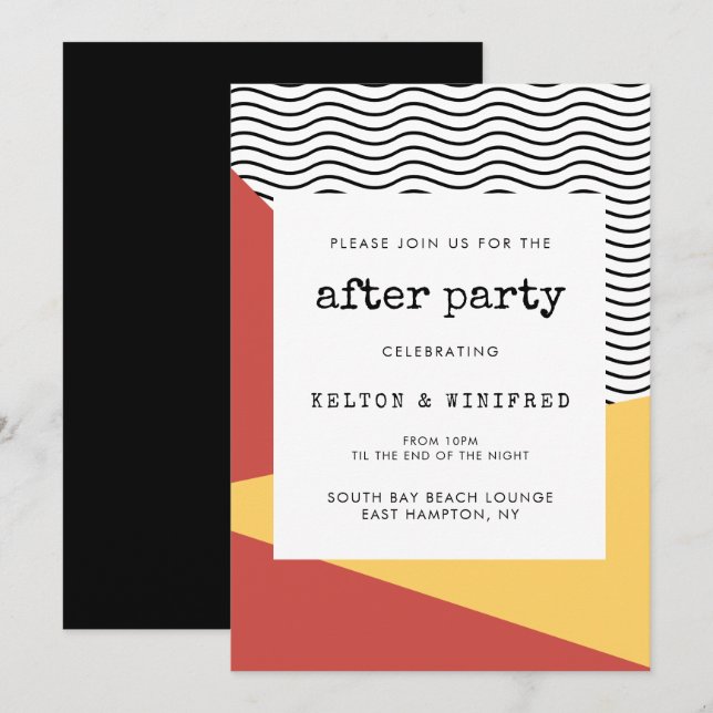 Convites Estilo Memphis Pop de arte dos anos 80 após festa (Frente/Verso)