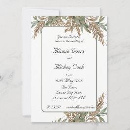 Convites Estilo natural russo - folhagem verde e castanha