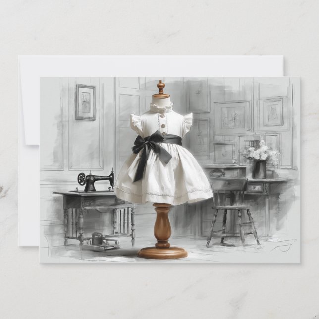 Convites Estilo Preto e Branco do Atelier do primeiro anive (Frente)