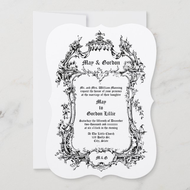 Convites Estilo Rococó Barroco Fronteira Rodoviária Era Vit (Frente)