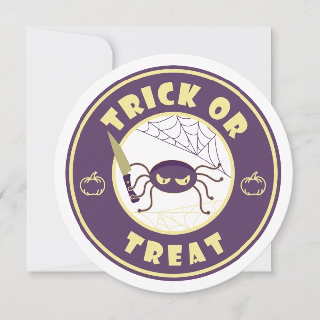 Convites Estilo Starbucks para a aranha do halloween (Frente)