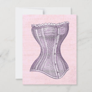 Convites Estilo Vintage do Corset Vitoriano Rosa e Roxo