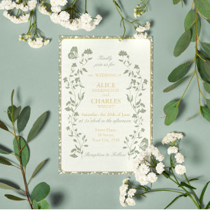 Convites Estilo Vintage Green e Cream Weds