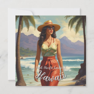 Convites Estilo Vintage Havaiano Viagem Honolulu Meio-Pacíf