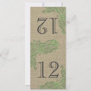 Convites Estilo Vintage Lace Design Green Table Number