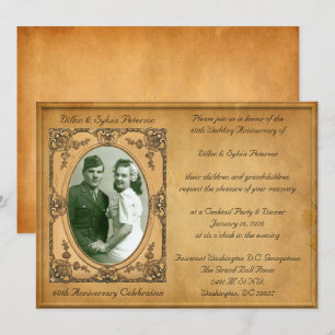 Convites Estilo Vitoriano Antigo 60º Aniversário
