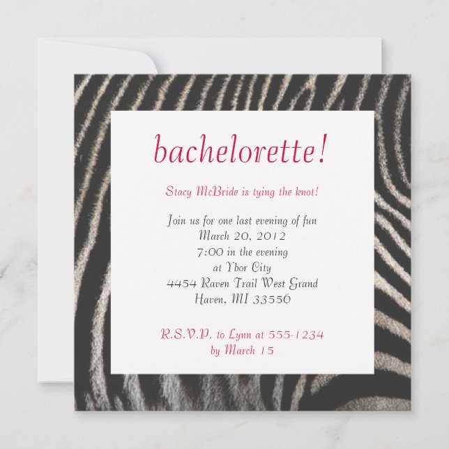 Convites Estilo Zebra Convidar (Frente)