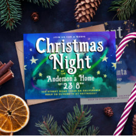 Convites Estiloso Vintage Noturno Celestial Azul de Natal