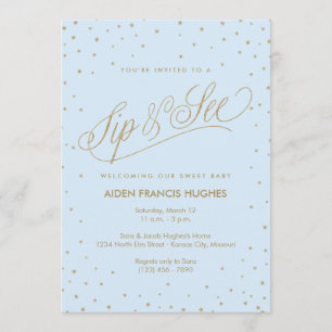 Convites Estimulantes Estrelas Blue Boy Baby Sip and See