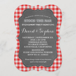 Convites Estocar o Chá de Casais Chalkboard Gingham