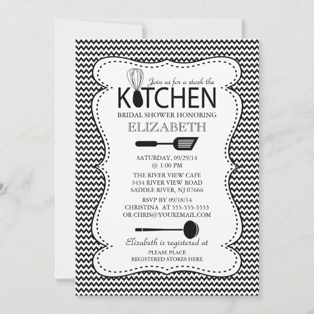 Convites Estoque moderno o chá de panela da cozinha (Frente)