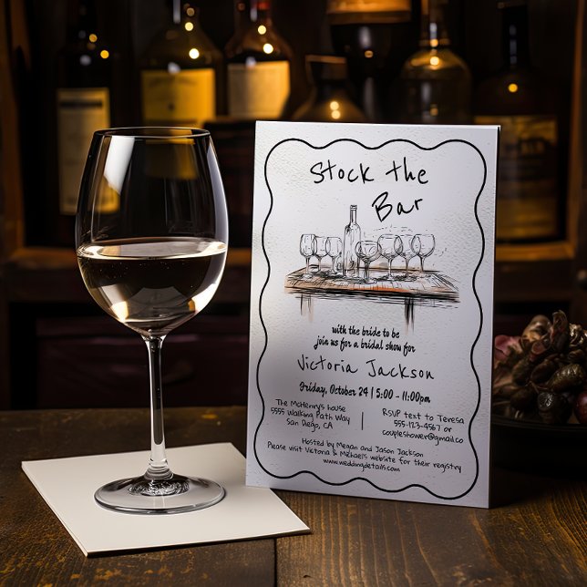 Convites Estoque o Chá de Casais de noiva da linha de Bar (Criador carregado)