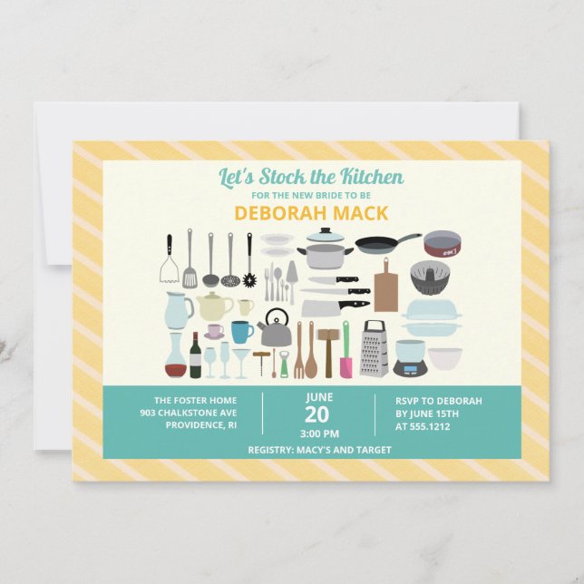 Convites Estoque o Chá de panela da cozinha (Frente)