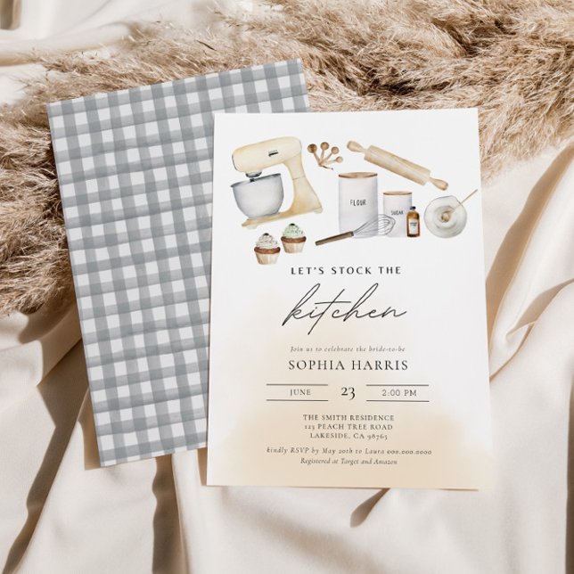 Convites Estoque O Chá de panela De Aquarela Da Cozinha (Criador carregado)