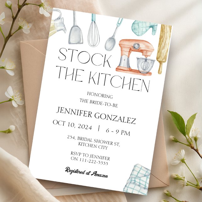 Convites Estoque o Chá de panela do Cozinhar da cozinha (Stock the Kitchen Pantry Cooking Bridal Shower Invitation)