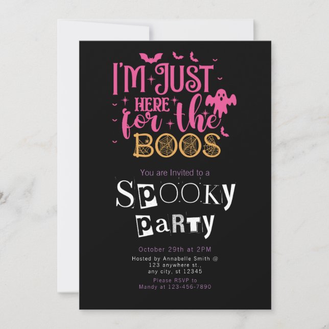 Convites Estou aqui para a festa do Boos Halloween (Frente)