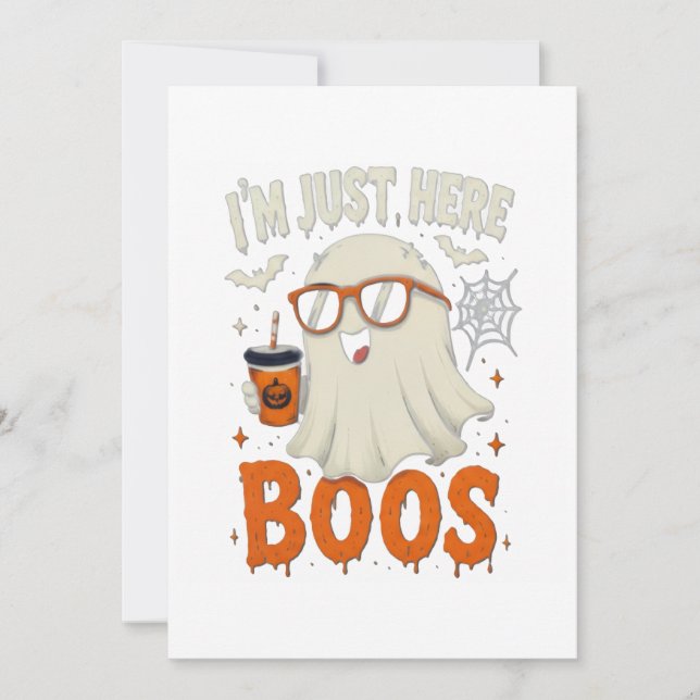 Convites “Estou Aqui Só Para Boos” Design de Fantasma (Frente)