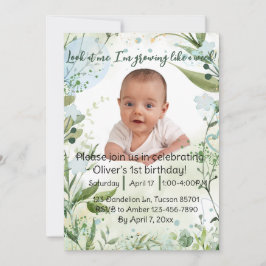 Convites Estou crescendo como uma erva, primeiro aniversari