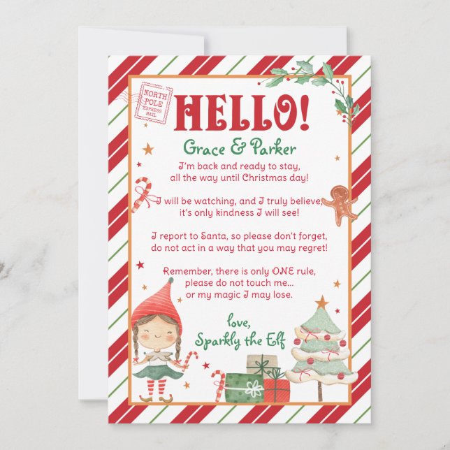 Convites Estou de volta à Elf Girl Personalize e Impressão (Frente)