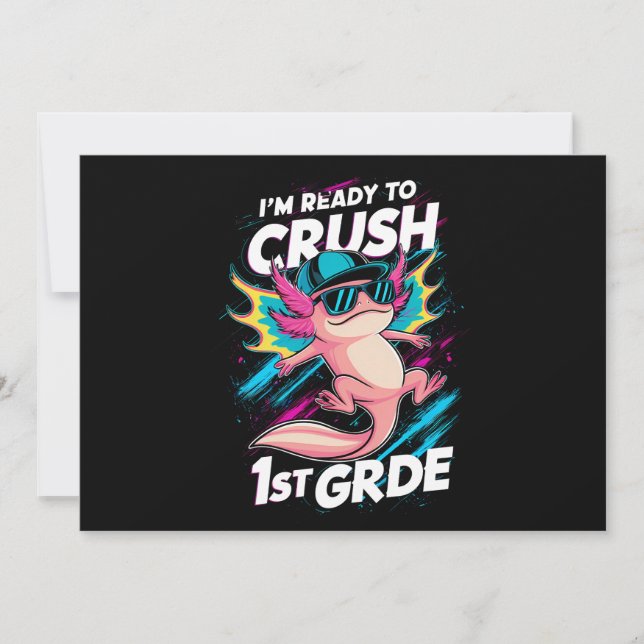 Convites Estou Pronto para Detonar o 1º Ano Axolote Volta à (Frente)