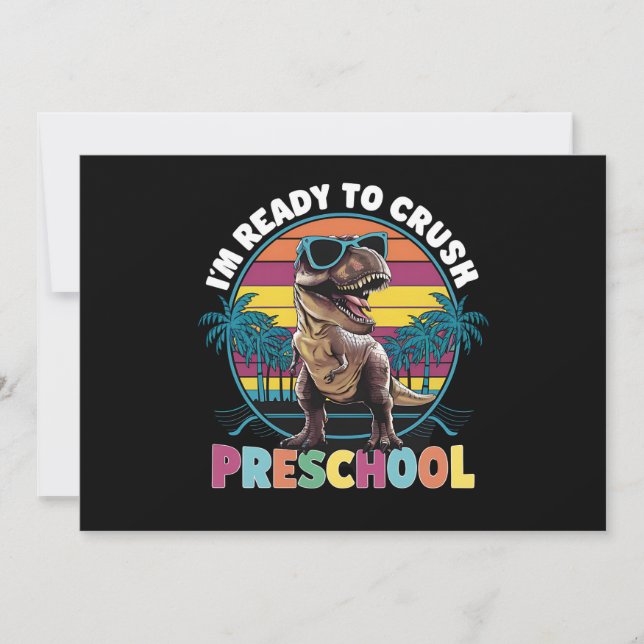 Convites Estou Pronto Para Esmagar Pré-Escolar Dinossauro T (Frente)