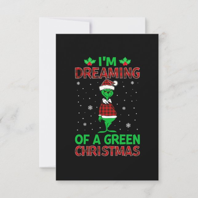 Convites estou sonhando com um design de natal verde (Frente)