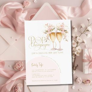 Convites Estourar o Champanhe Elegante Rosa Choque Chá de N