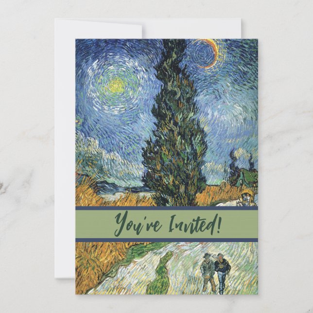 Convites Estrada com Ciprestes Impressionismo de Van Gogh (Frente)