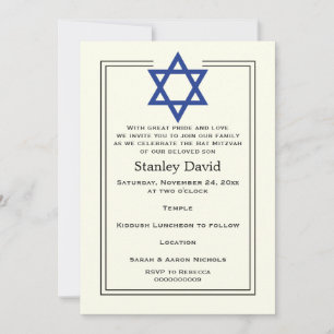 Convites Estrela Azul de David borda dupla Bar Mitzvah