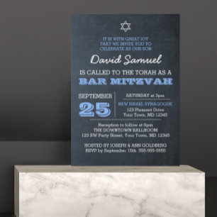 Convites Estrela azul de prata do Bar David Mitzvah