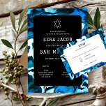 Convites Estrela Azul do Marble do Bar Personalizado David<br><div class="desc">Cartão perfeito para anunciar um morcego mitzvah, bar mitzvah ou outra celebração judaica! Mão fez abstrato de arte para você na frente e atrás! TOTALMENTE PERSONALIZÁVEL! Clique em "Personalizar" acima para editar o texto. Clique em "editar usando a ferramenta design" para ajustar as fontes, as cores e os posicionamentos e...</div>