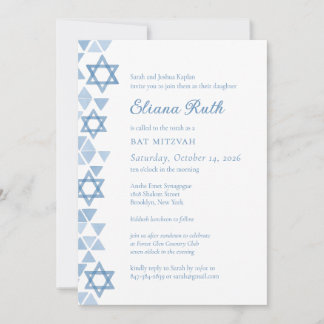 Convites Estrela Azul Moderna de David Bat Mitzvah