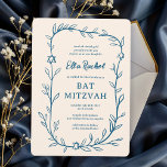 Convites Estrela Botânica Delicada de David Bar Bat Mitzvah<br><div class="desc">Cartão perfeito para anunciar um morcego mitzvah, bar mitzvah ou outra celebração judaica! A mão desenhou uma delicada arte de trama de folha para você! TOTALMENTE PERSONALIZÁVEL! Clique em "Personalizar" acima para editar o texto. Clique em "editar usando a ferramenta design" para ajustar as fontes, cores e posicionamentos e para...</div>