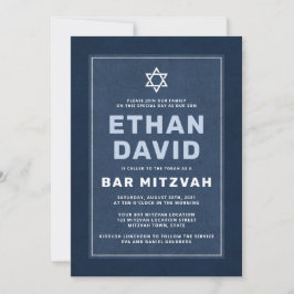 Convites Estrela branca azul moderna de David bar mitzvah